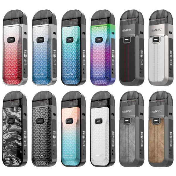 Various models of Smok vaping devices in different colors and designs.