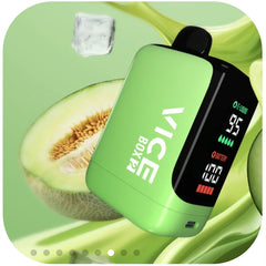 Green vVICE BOX 2 ape device with digital display on a green background with melon slices