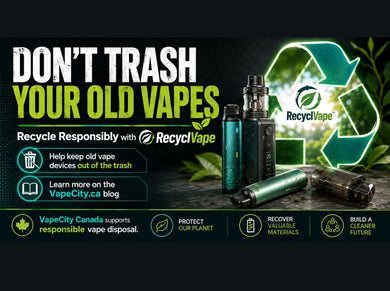 RecyclVape banner with information about the program on a black background