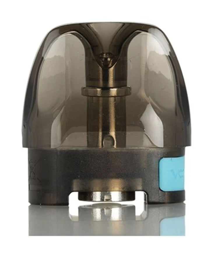 A translucent dark gray VooPoo vape  pod with a metallic inner tube and a small light blue accent tab on the side, shown against a white background.