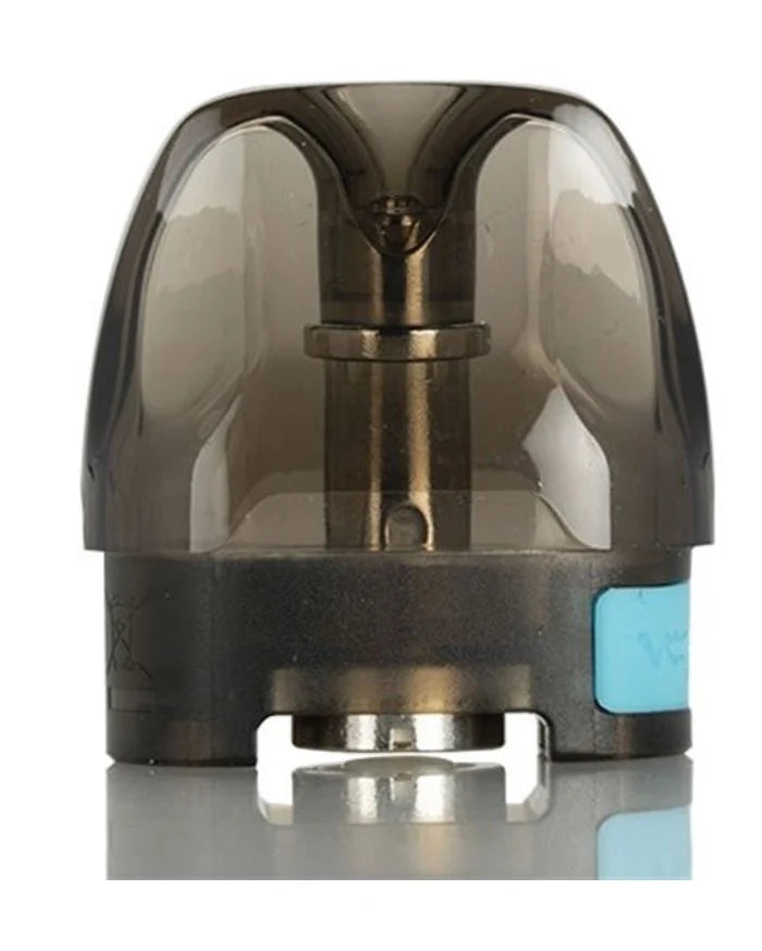 A translucent dark gray VooPoo vape  pod with a metallic inner tube and a small light blue accent tab on the side, shown against a white background.