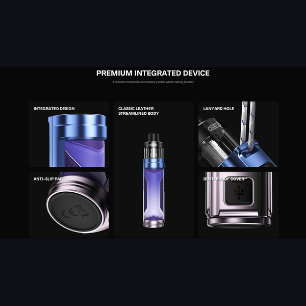 Premium VooPoo Argus PRO 2 integrated device with features highlighted on a black background