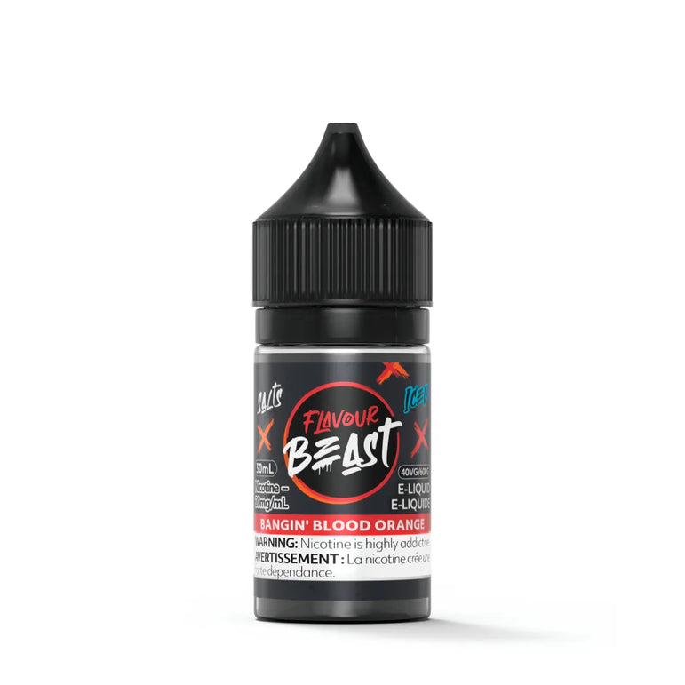 Flavour Beast e-liquid bottle with black cap and label on a white background