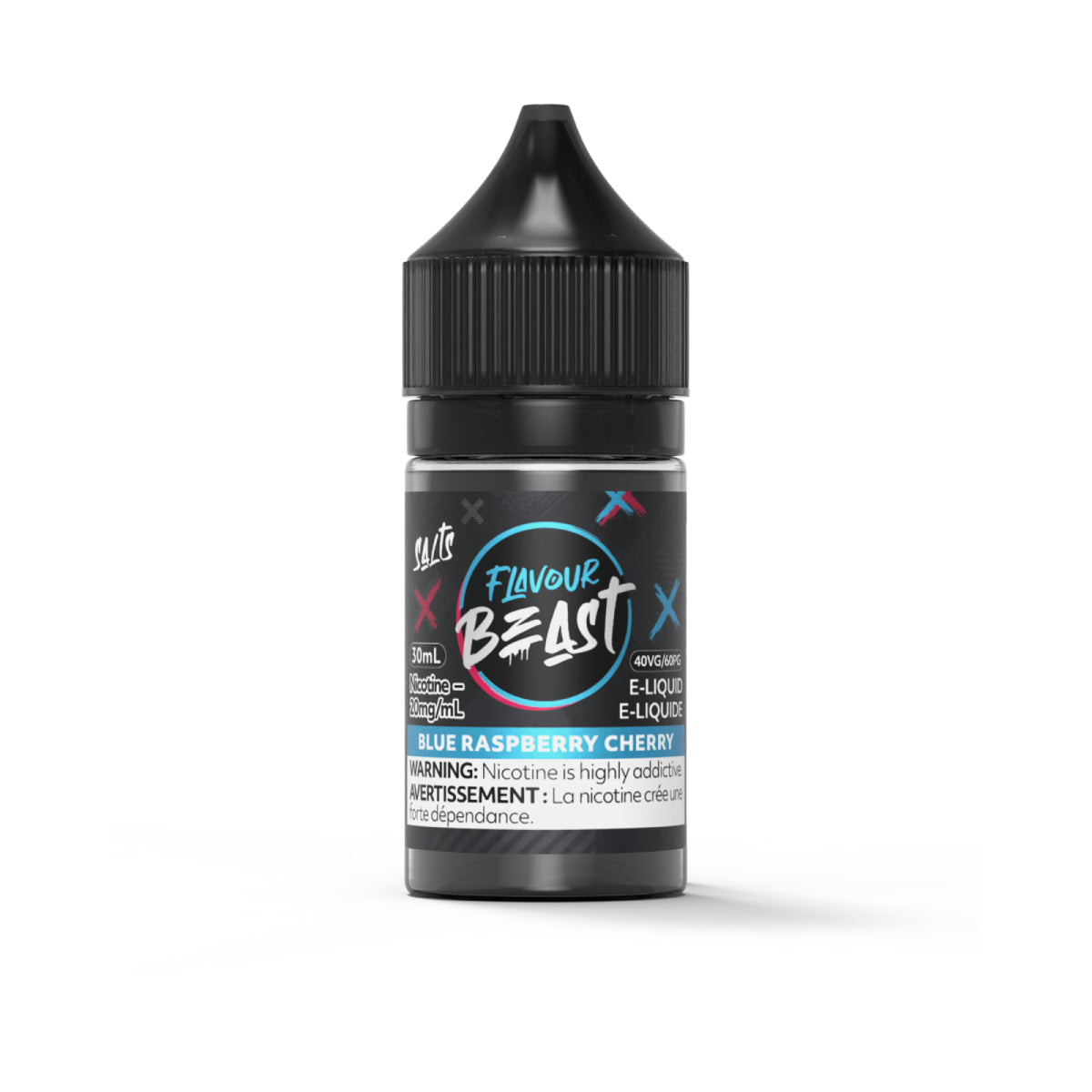 Flavour Beast e-liquid bottle with black cap on a white background