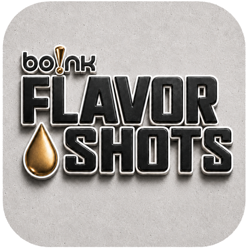 Bo!nk Flavor Shots logo on a textured gray background