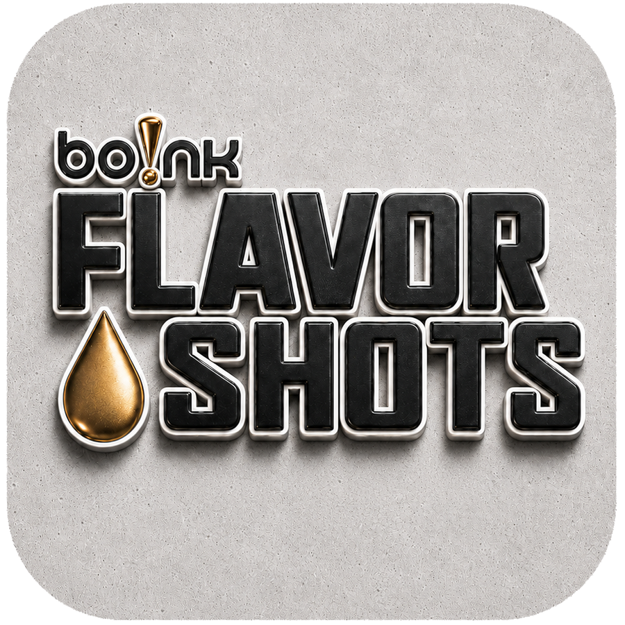 Bo!nk Flavor Shots logo on a textured gray background
