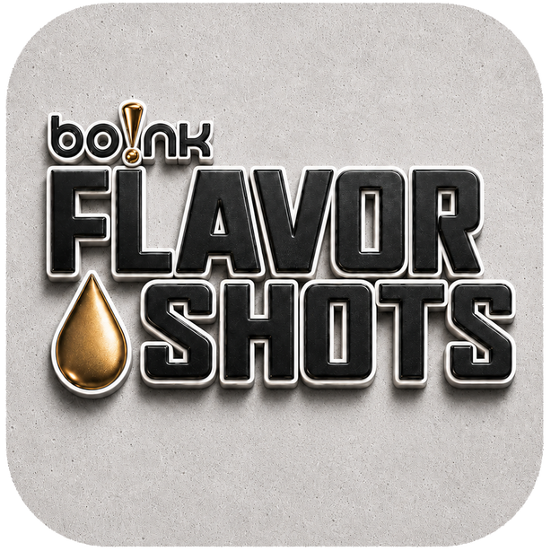 Bo!nk Flavor Shots logo on a textured gray background