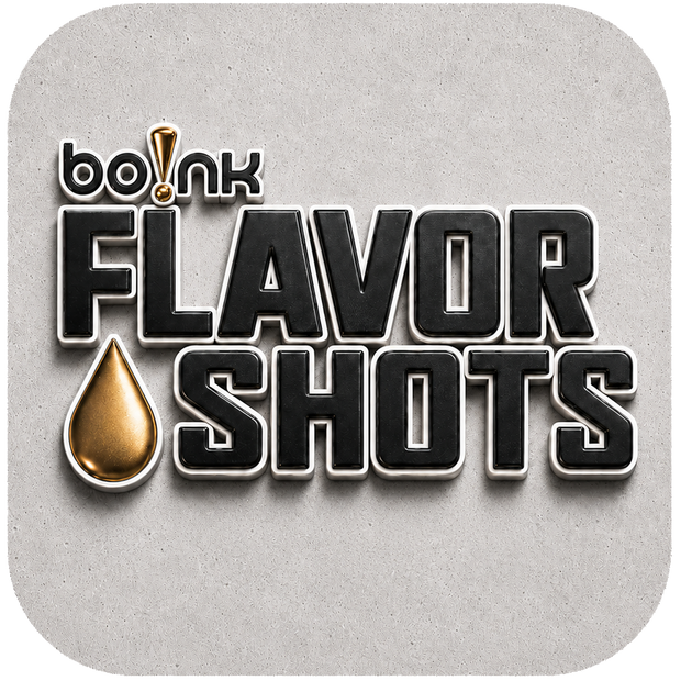 Bo!nk Flavor Shots logo on a textured gray background