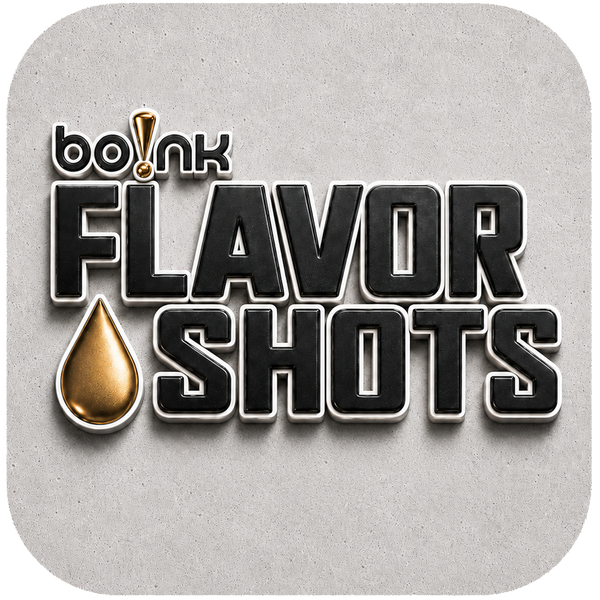 Bo!nk Flavor Shots logo on a textured gray background