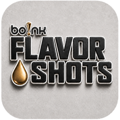 Bo!nk Flavor Shots logo on a textured gray background