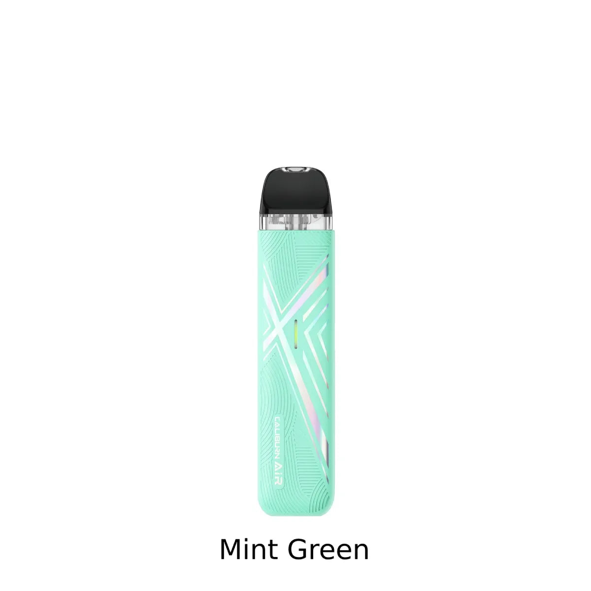A mint green disposable vape device with a textured geometric pattern and a black mouthpiece, shown against a plain white background with the text 'Mint Green' underneath.