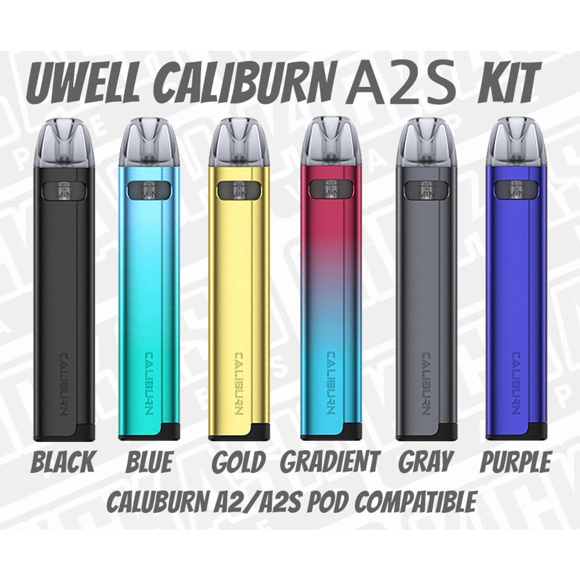 Caliburn A2S Pod Vape Kit promotional banner.