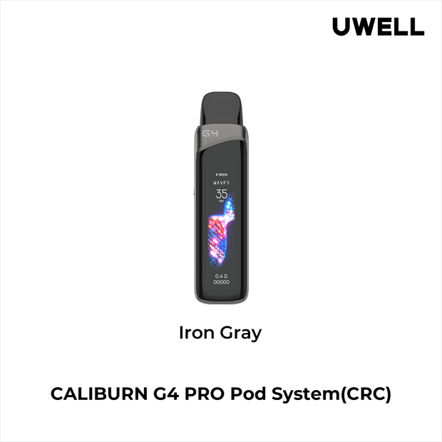 UWELL CALIBURN G4 PRO Pod System in Iron Gray on a white background