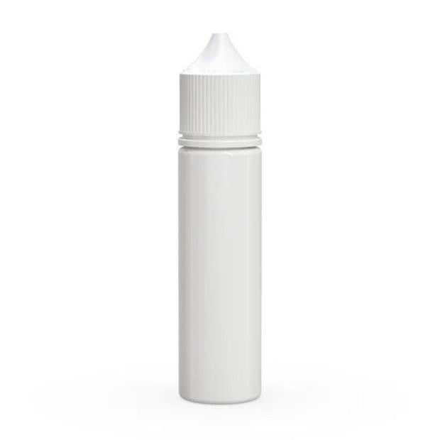 A plain white plastic bottle with a ribbed screw cap, shown upright against a clean white background.