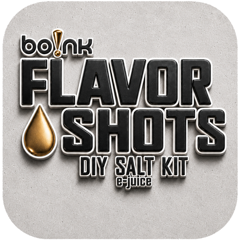Bo!nk Flavor Shots DIY Salt Kit e-juice logo on a textured gray background