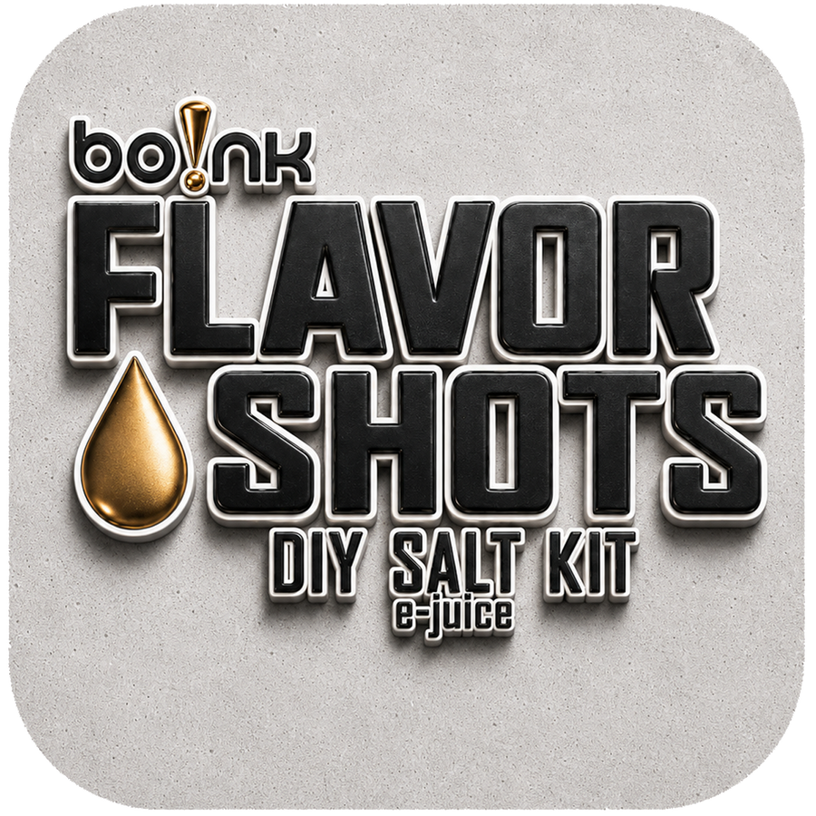 Bo!nk Flavor Shots DIY Salt Kit e-juice logo on a textured gray background