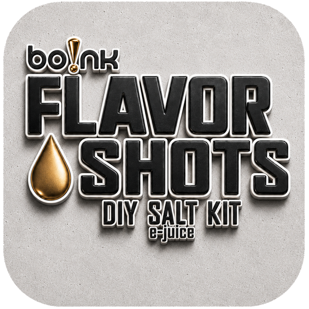 Bo!nk Flavor Shots DIY Salt Kit e-juice logo on a textured gray background