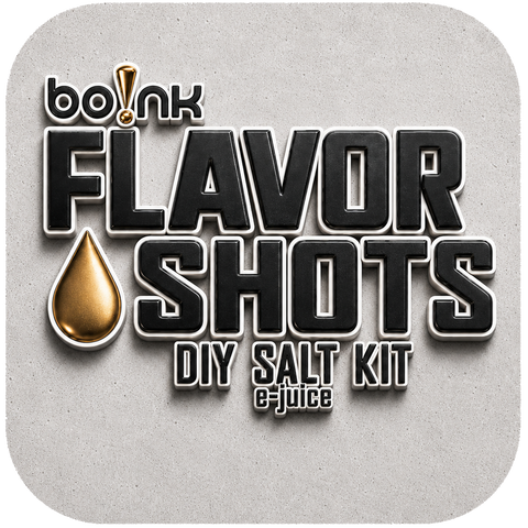 Bo!nk Flavor Shots DIY Salt Kit e-juice logo on a textured gray background