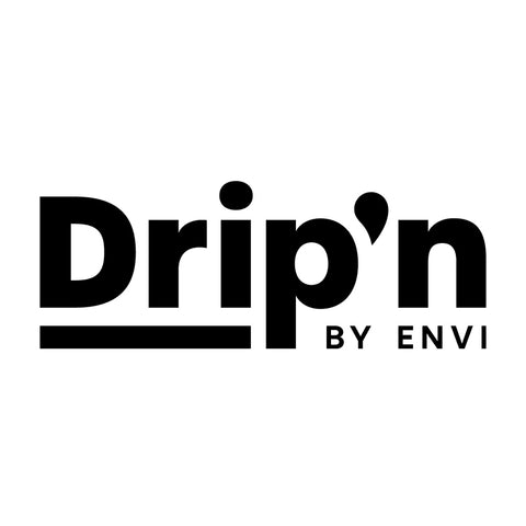 Black 'Drip'n by Envi' logo on a white background