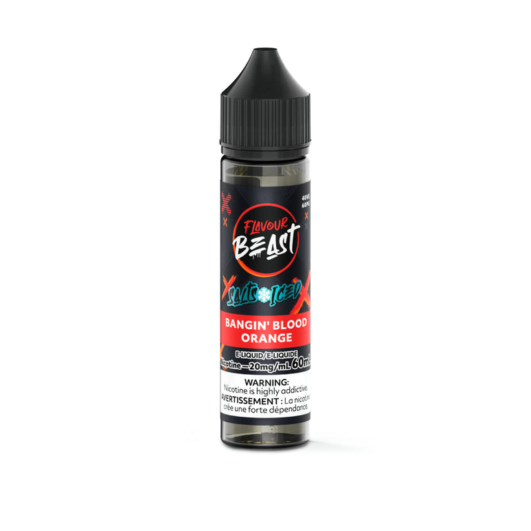 Flavour Beast Bangin' Blood Orange vape juice bottle on a white background