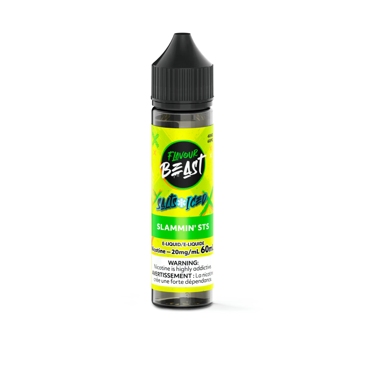 Flavour Beast vape juice bottle with green label on a white background