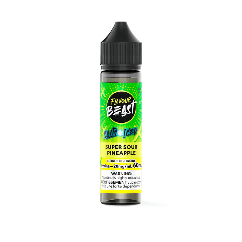 Flavour Beast Super Sour Pineapple vape juice bottle on a white background