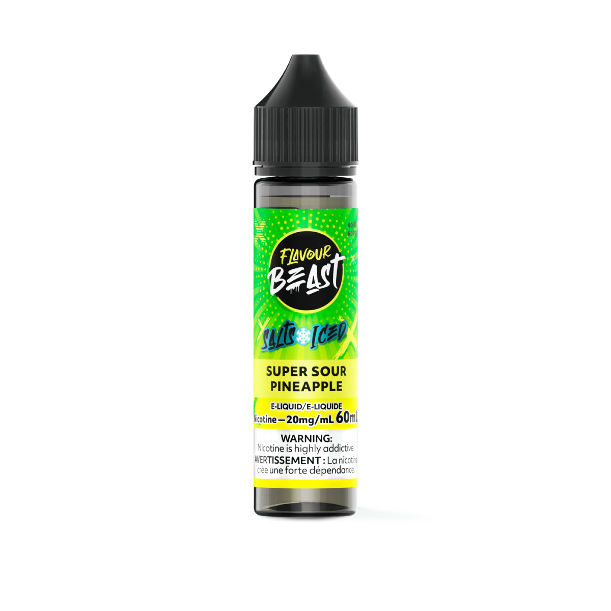 Flavour Beast Super Sour Pineapple vape juice bottle on a white background