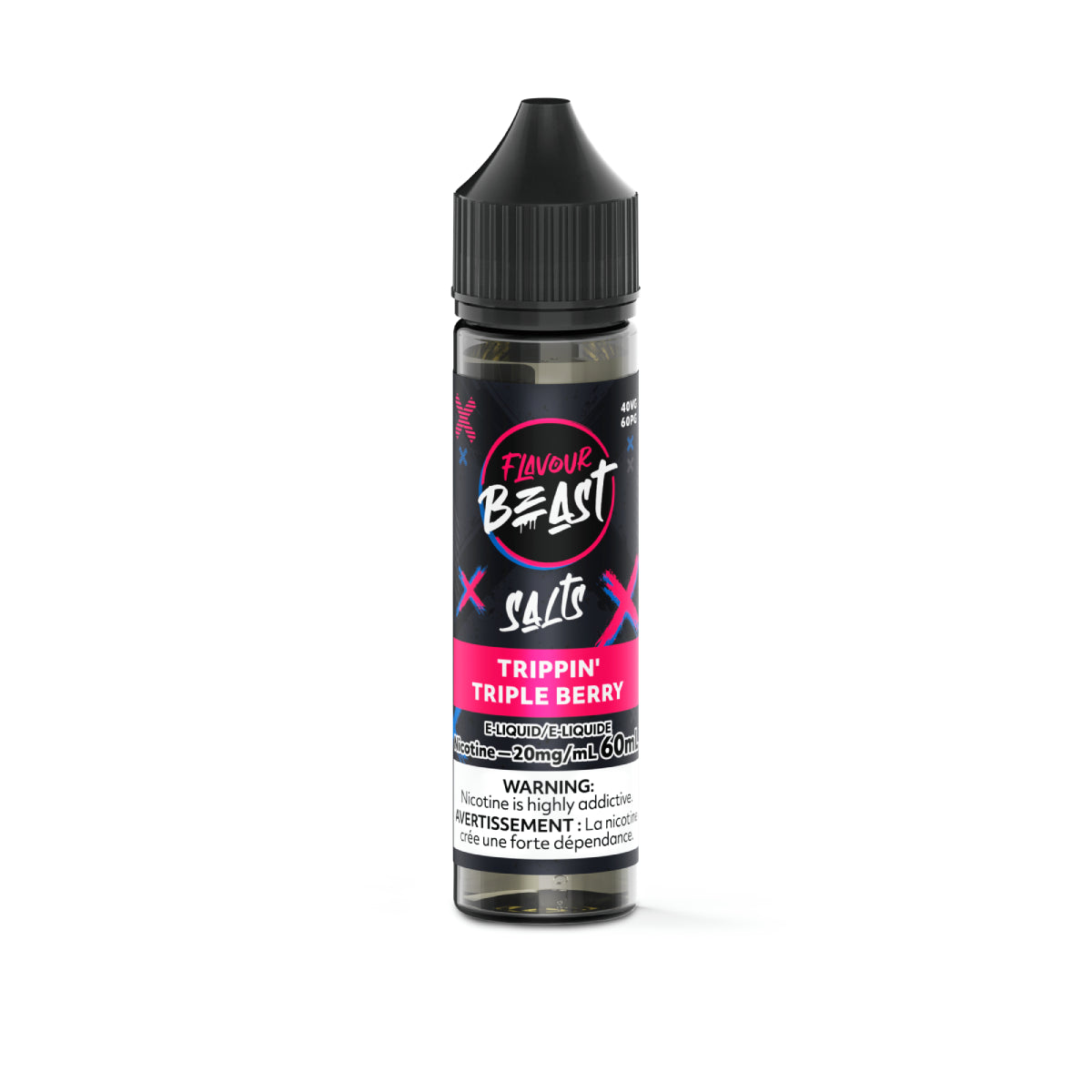 Flavour Beast e-liquid bottle with black cap on a white background