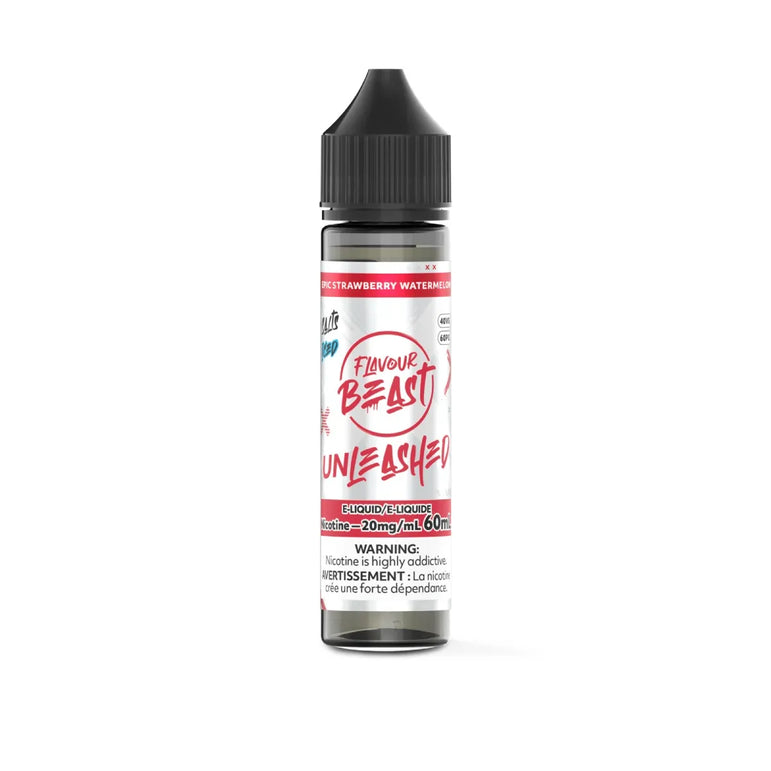 Flavour Beast Unleashed strawberry watermelon e-liquid bottle on a white background