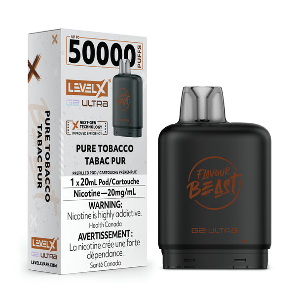 Vape device and packaging with 'Flavour Beast' branding on a white background