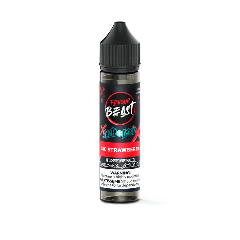 Flavour Beast Sic Strawberry vape juice bottle on a white background