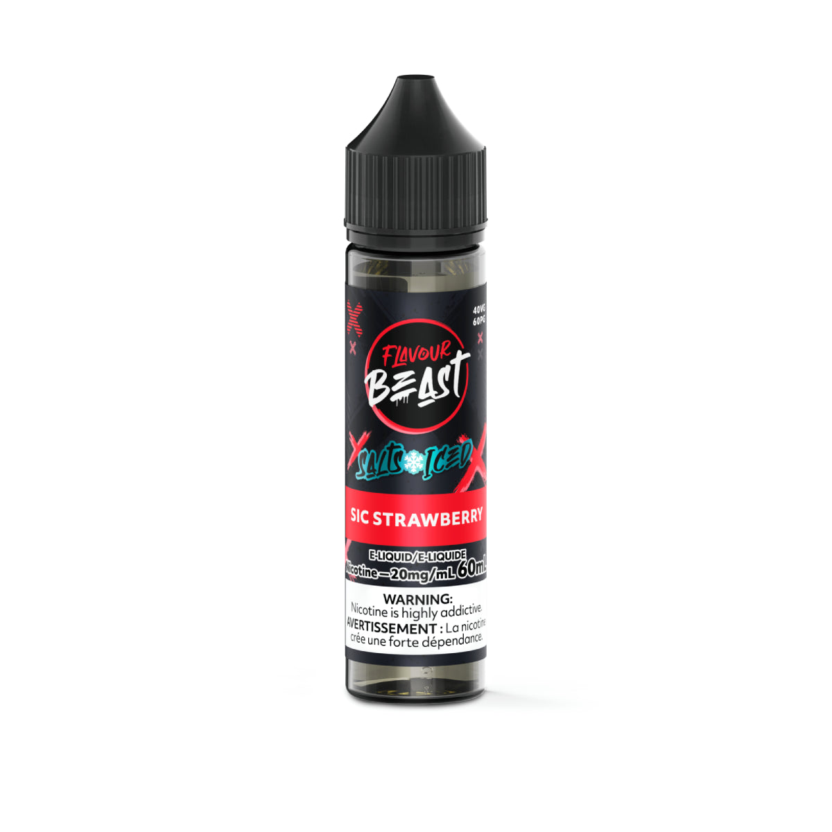 Flavour Beast Sic Strawberry vape juice bottle on a white background