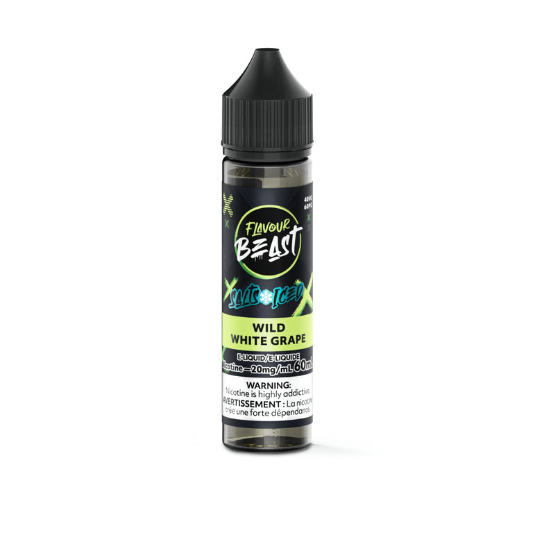 Flavour Beast Wild White Grape vape juice bottle on a white background