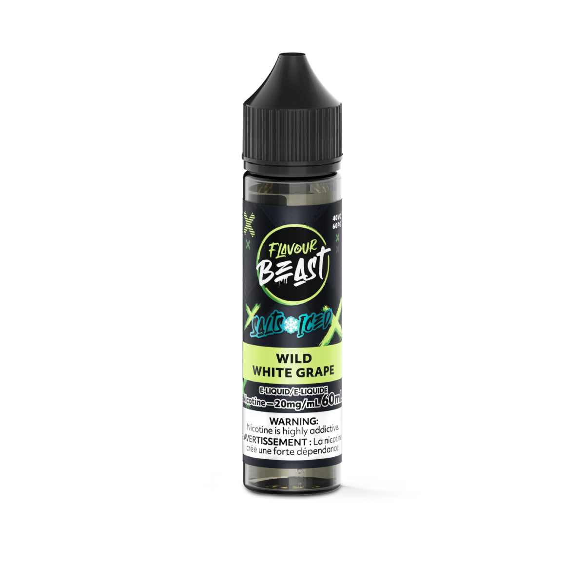 Flavour Beast Wild White Grape vape juice bottle on a white background