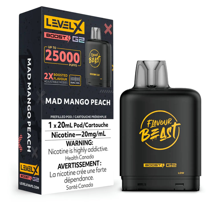 Flavour Beast vape device with Level X packaging on a white background