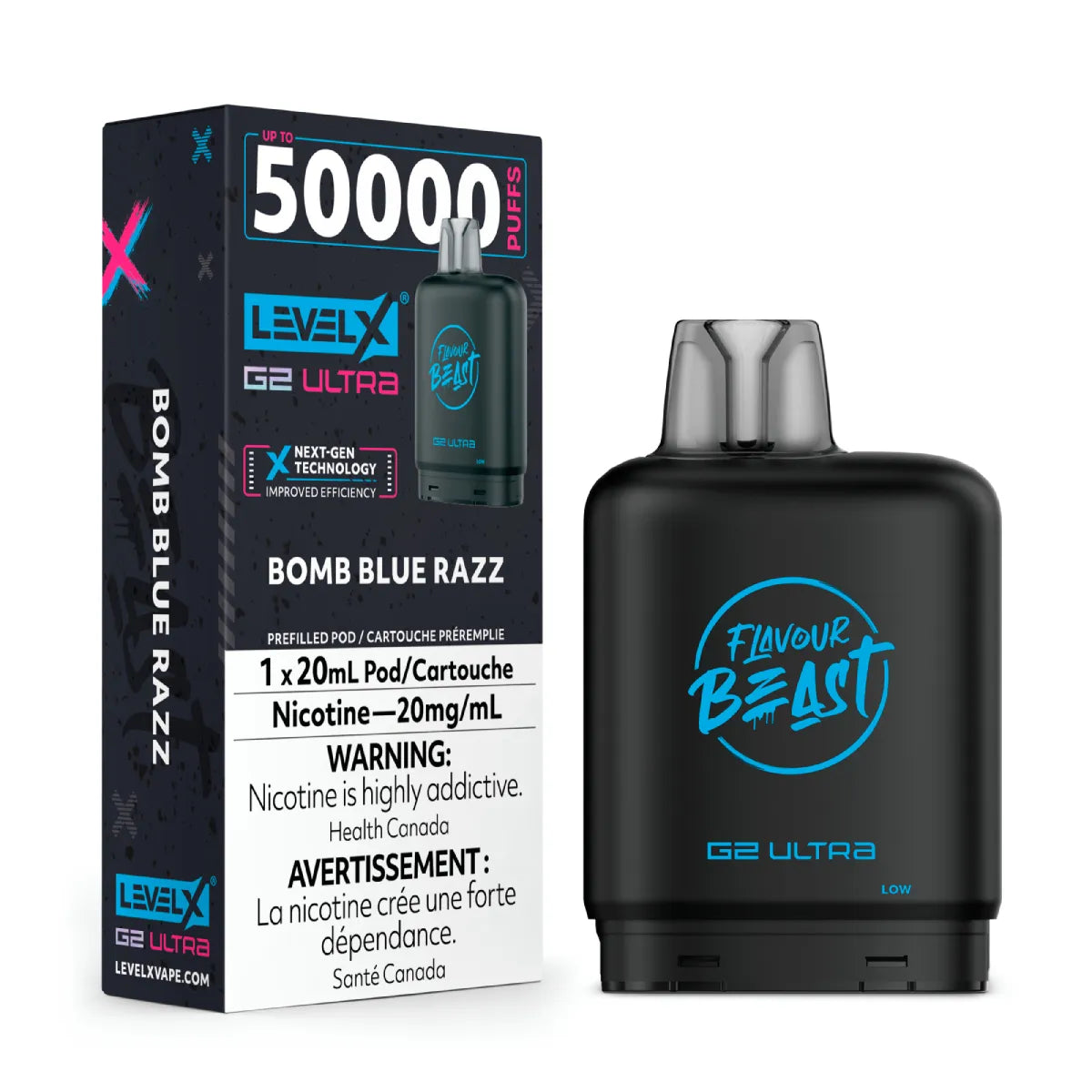 Flavour Beast G2 Ultra vaping device with Level X packaging on a white background