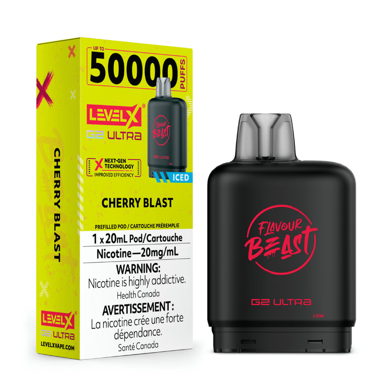 Flavour Beast vape device with Level X packaging on a white background