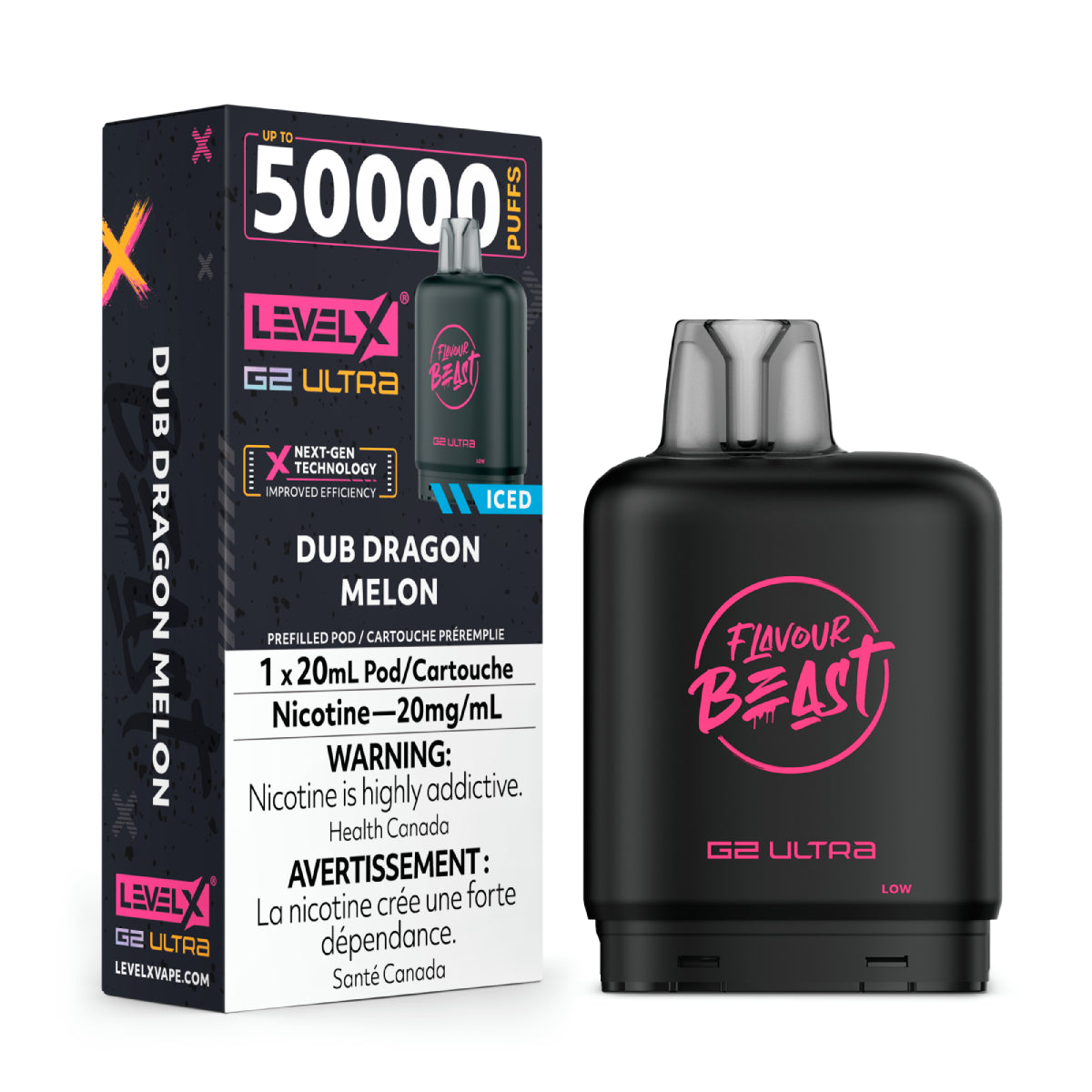 Flavour Beast vape device and packaging on a white background