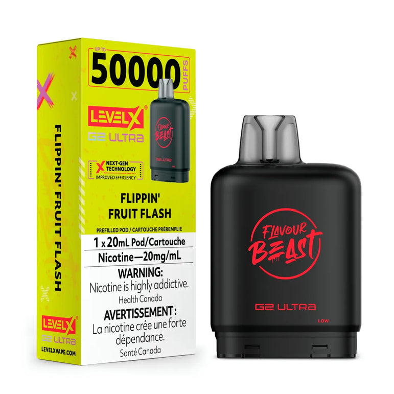 Flavour Beast vape device with Level X packaging on a white background