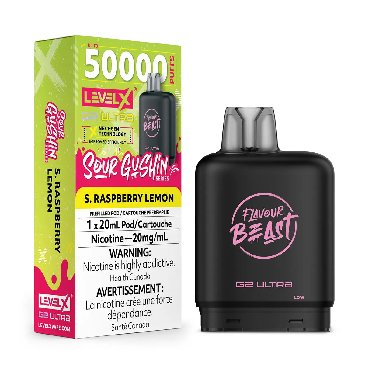 Flavour Beast G2 Ultra vape device with Level X packaging on a white background