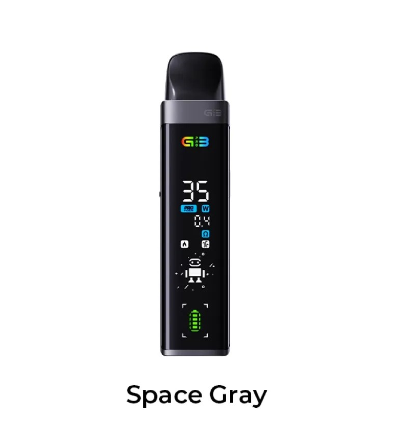 Caliburn G3 vape pod device in Space Gray on a white background