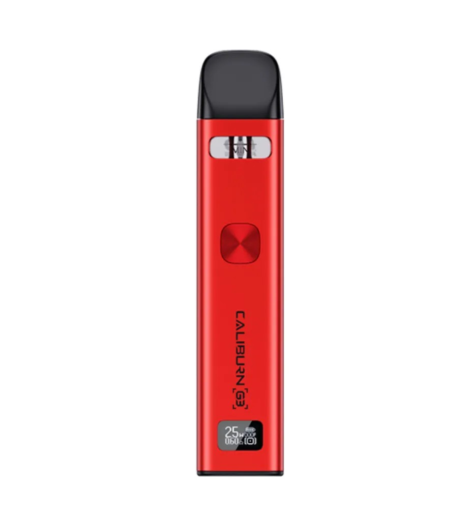 Caliburn G3 vape pod device in Red on a white background