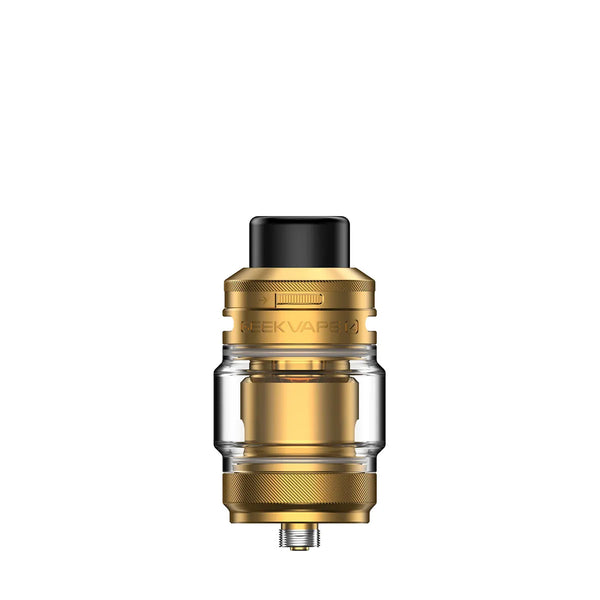 Gold Geekvape Z Tank on a white background.