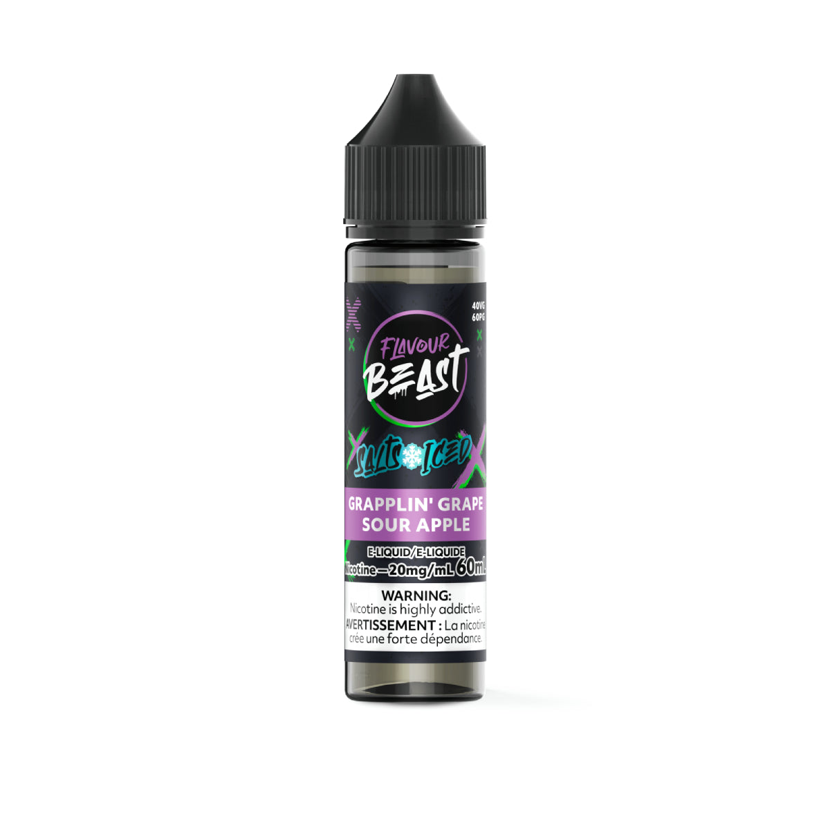 Flavour Beast vape juice bottle with black cap on a white background