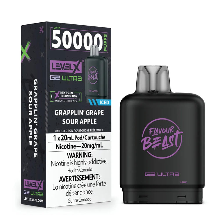 Flavour Beast vape device with Level X packaging on a white background