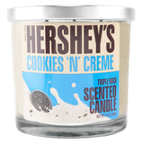 Hershey's Cookies 'N' Creme scented candle with label on a white background