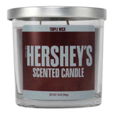 Hershey's scented candle with a silver lid on a white background