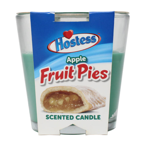 Hostess Apple Fruit Pies scented candle with blue and white packaging 3 oz.
