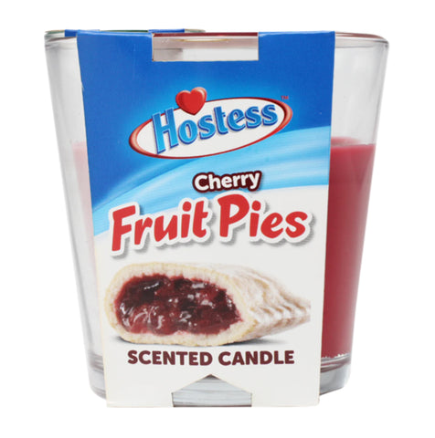 Hostess cherry fruit pies scented candle with blue and white label 3 oz.