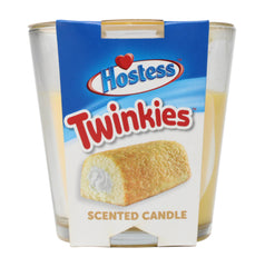 Hostess Twinkies scented candle packaging on a white background.